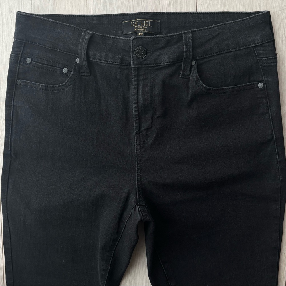 RACHEL Rachel Roy High-Rise Tapered Pants Plus Size 14W Black Stretch Pre-Owned